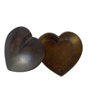 Vintage Brass Heart Shaped Trinket Box
